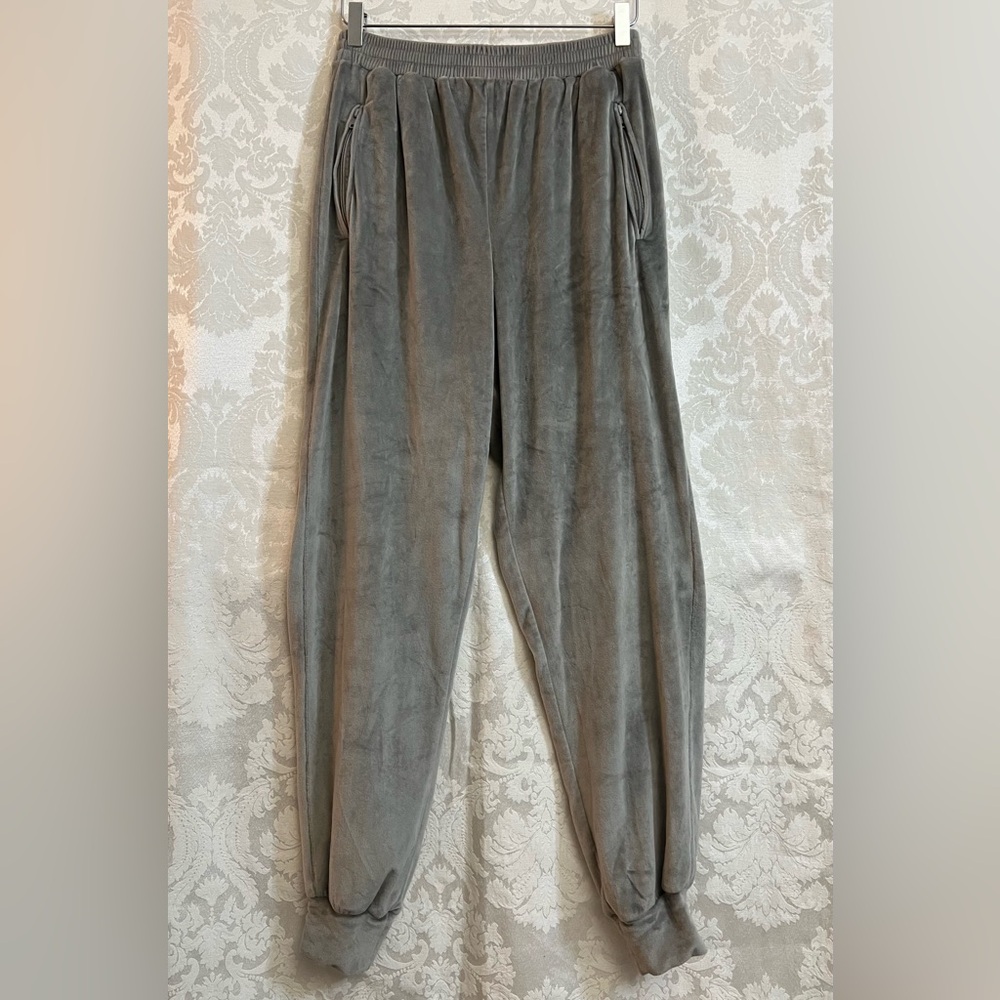 SKIMS Women’s Velour Jogger Sweatpants In Gunmetal Gray Size S GUC Zip Pockets